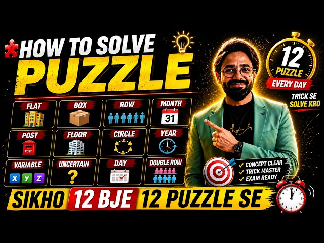 12 Baje 12 Puzzle | Bank Exams 2026 Reasoning Puzzles | Day 47 | Puzzles by Puneet Sir