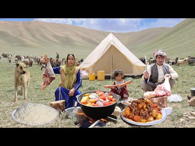Shepherd Survival in the Highest Mountain of Afghanistan | Cooking a Whole Lamb Leg in the Nature