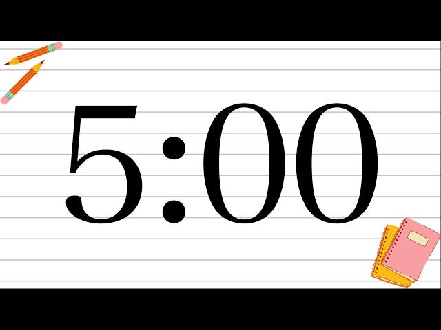5 Minute Fun School Notebook Classroom Timer (No Music, Piano Alarm at End)