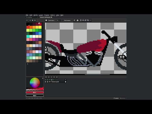 Pixel time lapse of creating a motorcycle.