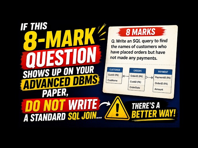 If this 8-mark question shows up on your Advanced DBMS paper, do NOT write a standard SQL join