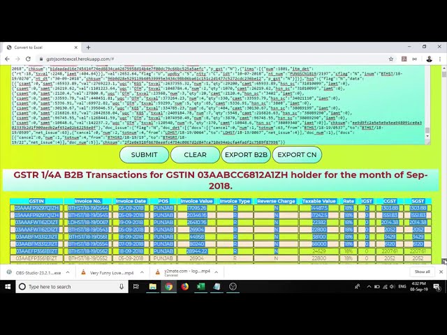 CONVERT GSTR 1/GSTR 4A JSON TO EXCEL - UNLIMITED ROWS