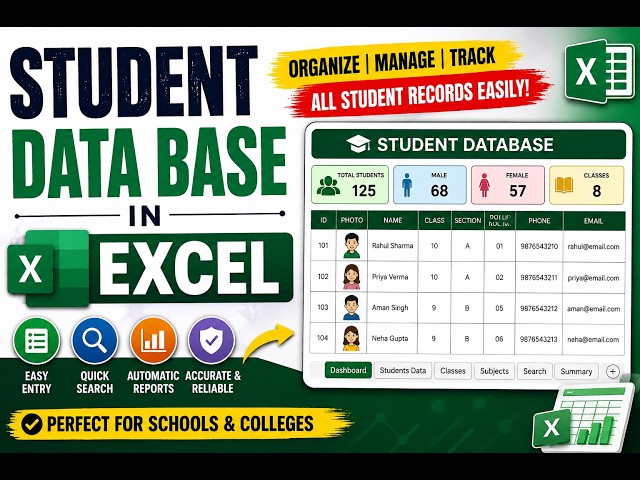 How to Make Student Data Base in Excel.
