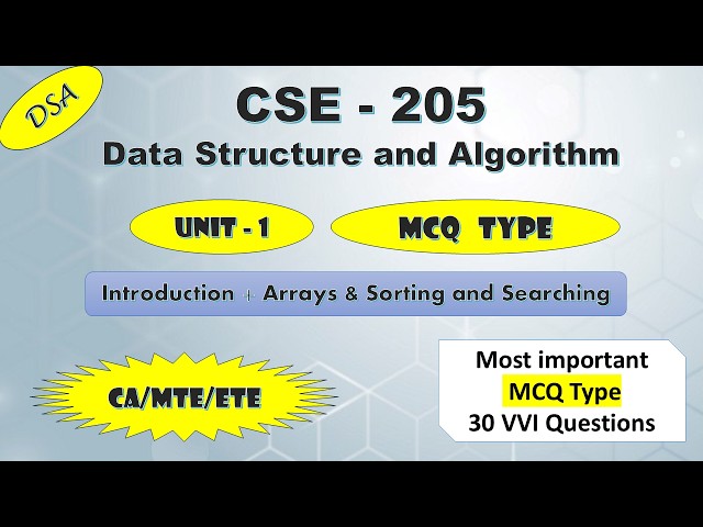 CSE-205 | DSA | Unit 1 MCQs | 30 Most Important Questions | LPU Exam Preparation