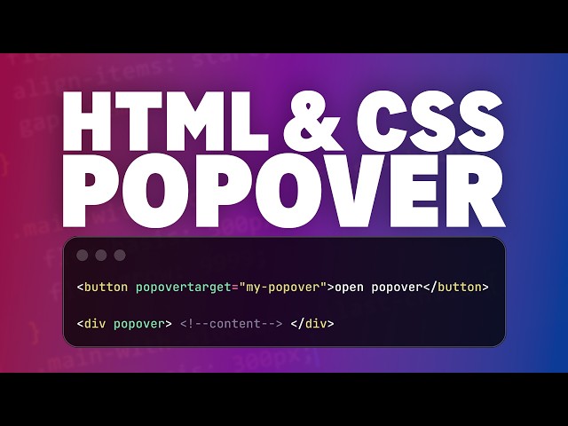 Native popovers with smooth animations (no JS required)