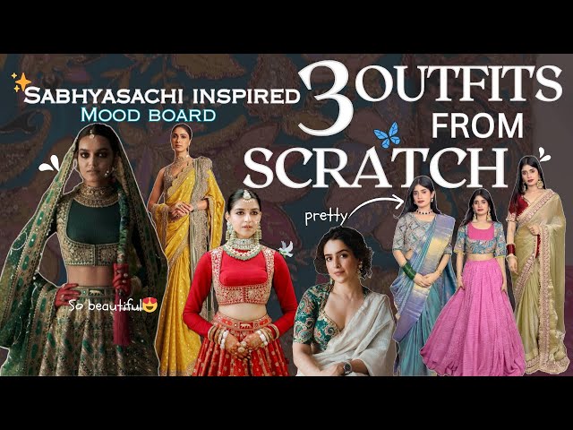 I made 2 SAREES + 1 LEHENGA and BAGS from scratch🦋✨Designing My Own Indian Outfits😍