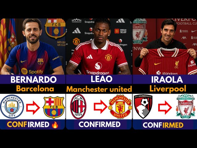 🚨LATEST CONFIRMED TRANSFER NEWS AND RUMOURS TRANSFER NEWS 2026| Leao 🔥 Iraola ⌛️, Bernardo ✅️ Tonali