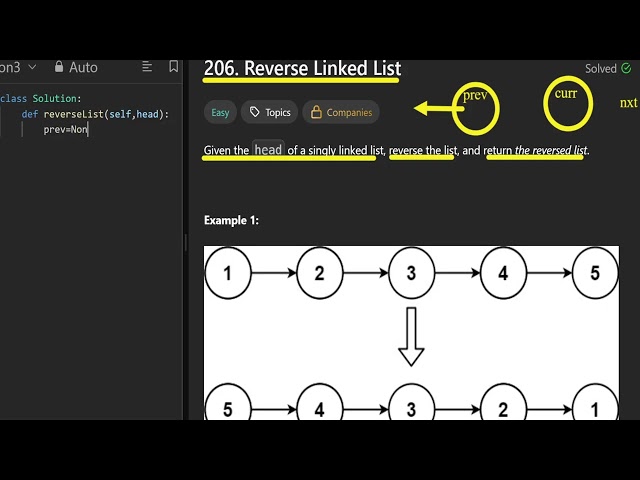 Leetcode 206.  Reverse Linked List 💫 Prev, Curr, Next — List Redirec! 🔄