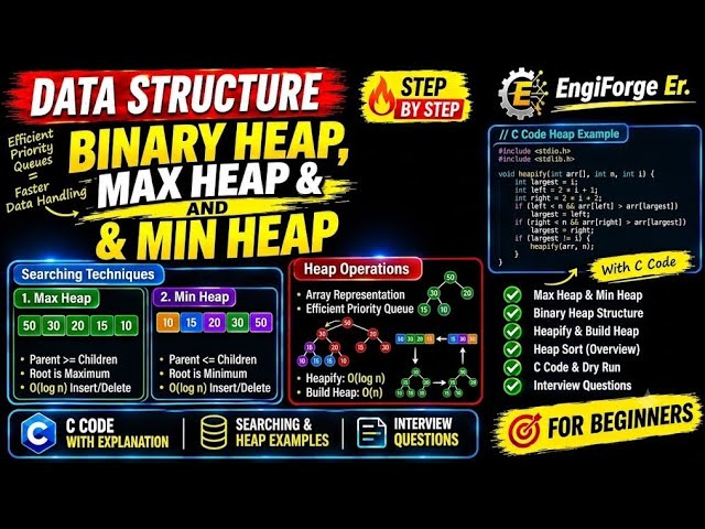 👉 Binary Heap Explained | Max Heap & Min Heap | Data Structures | Easy Explanation