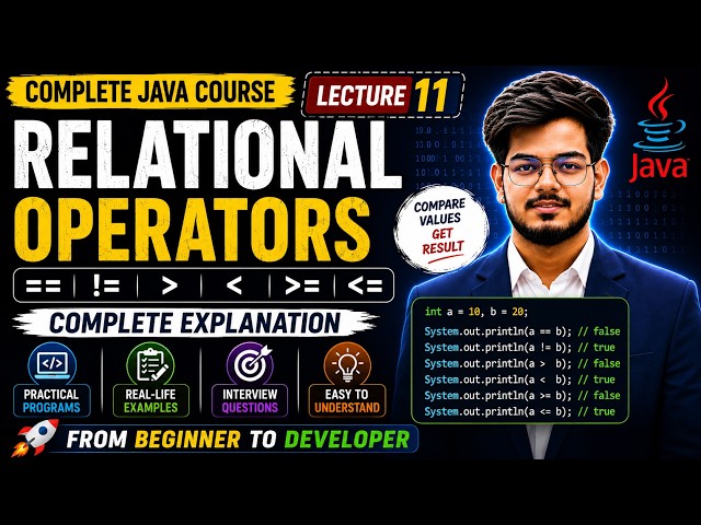 Relational Operators in Java | Comparison Operators in Java | Java Tutorial in Hindi | Lecture 11