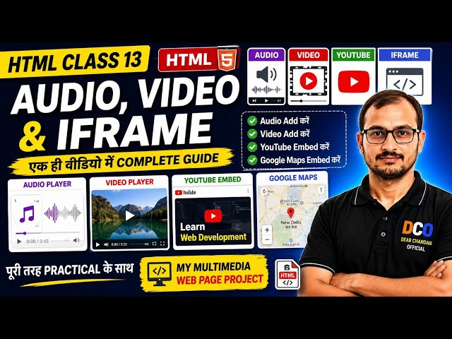 HTML Multimedia Explained | Video, Audio, Iframe & Embed Tags | HTML Complete Course