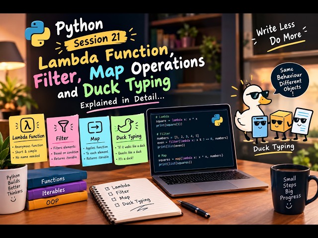 Python Lambda, Filter & Map Functions Explained | Duck Typing in Python | OOP Tutorial | Session 21