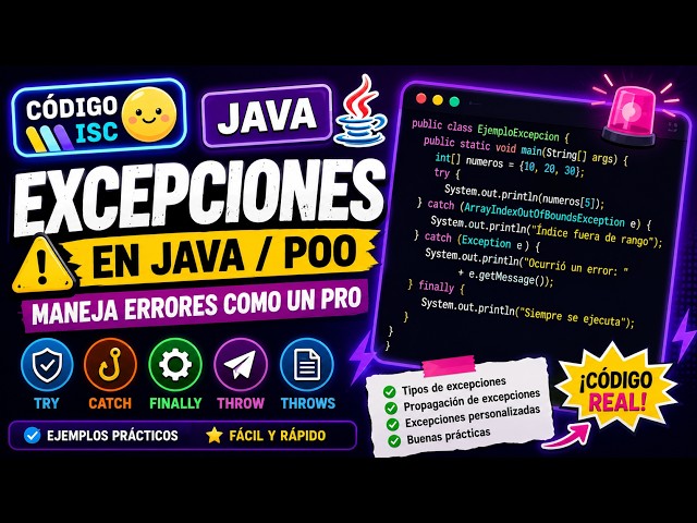 ⚠️ EXCEPCIONES en Java/POO | try catch finally EXPLICADO