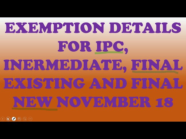 Exemption details for CA IPC intermediate, final students