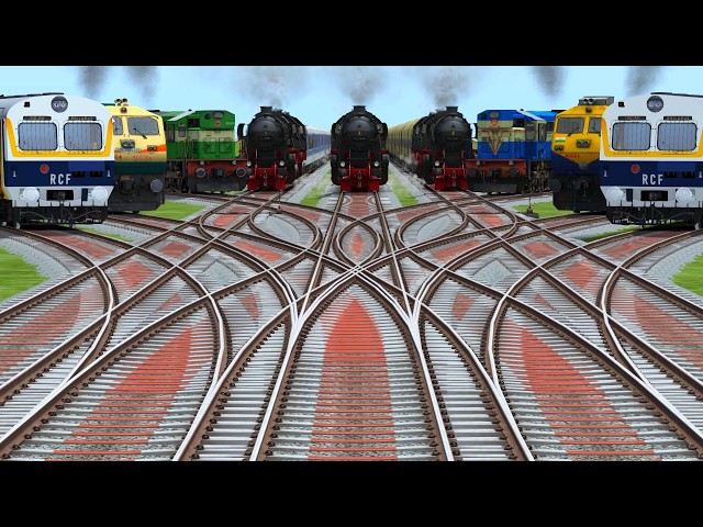 ALL TRAINS CROSSING ON BUMPY RAILROAD TRACK \ train videos bumpy Branched Curved tracks videos