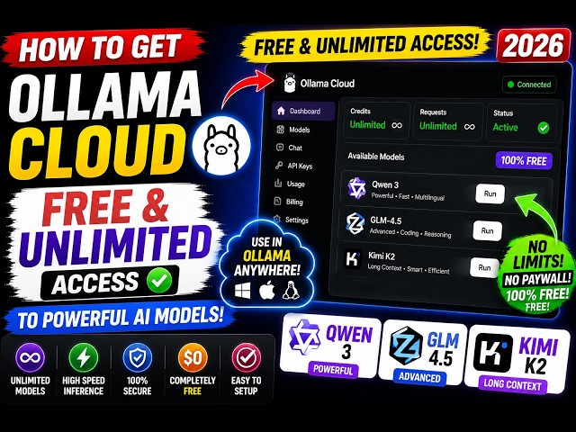 How to Get Ollama Cloud FREE & Unlimited Access to Powerful AI Models – Use Qwen, GLM, Kimi