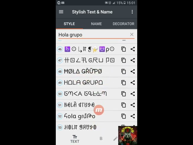 Usando "Stylish Text & Name"