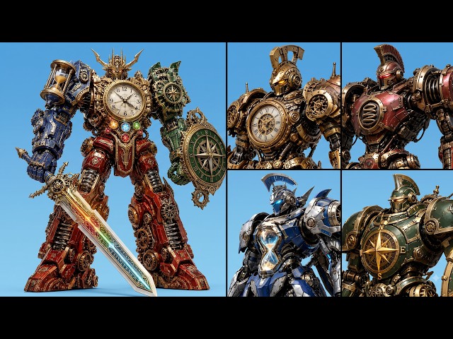 CHRONO KNIGHT T9 4 Way Steampunk Mecha Combination 3D Sci Fi Cinematic