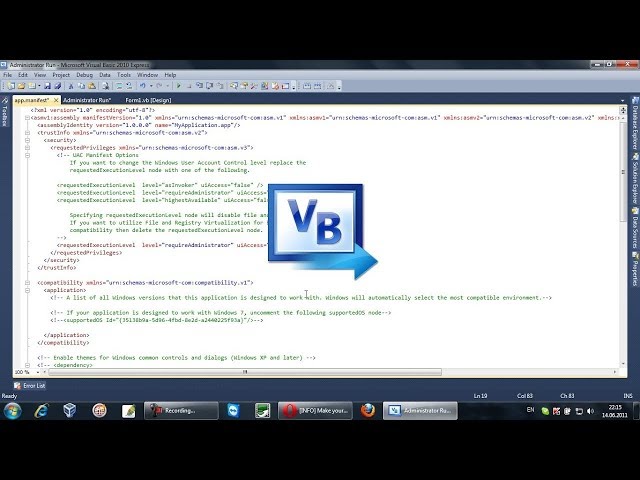 Visual Basic 2010 Change Setting Run Program Administrator – Tutorial გაკვეთილი
