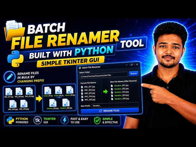 Batch File Renamer Tool built with Python, Tkinter GUI
