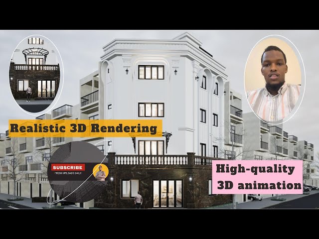 Modern Luxury Corner Building Design | Full 3D Rendering Process (Start to Finish)