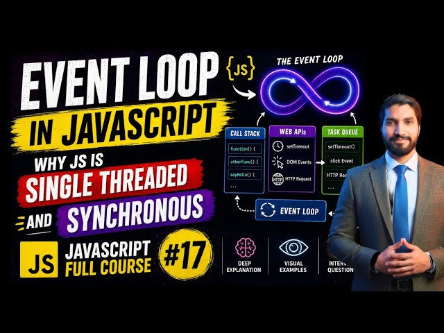 Event Loop in Javascript | Why JS is Single threaded and synchronous | Javascript Full Course #17