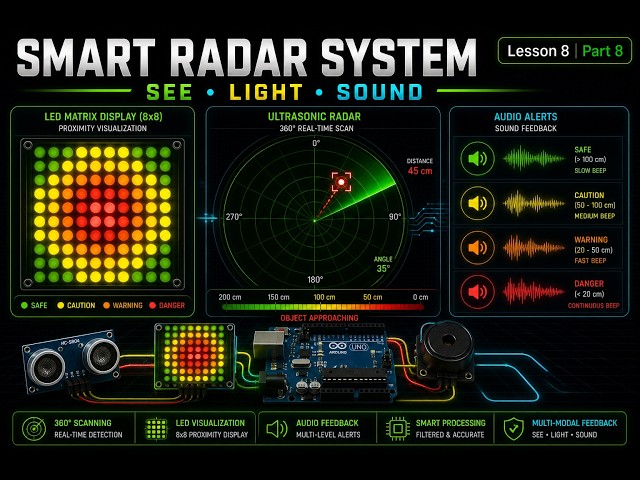 Lesson 8 | Ultrasonic Smart Radar System + Audio Feedback (Arduino + Python) | Part 8