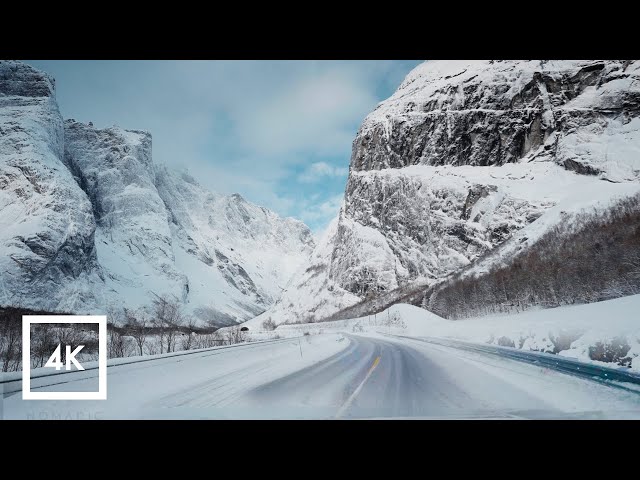 Relaxing Snowy Drive in Norway | Trollveggen to Coastal Highway, Driving Sounds for Deep Sleep ASMR