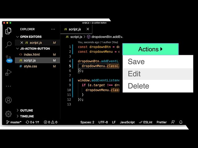 How to Code a Sliding Dropdown Button using Javascript, HTML, and CSS