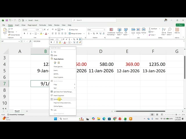 មេរៀនទី១៥ របៀបកែទម្រង់ទិន្នន័យក្នុង Cell និងកំនត់ទម្រង់ Cell Values
