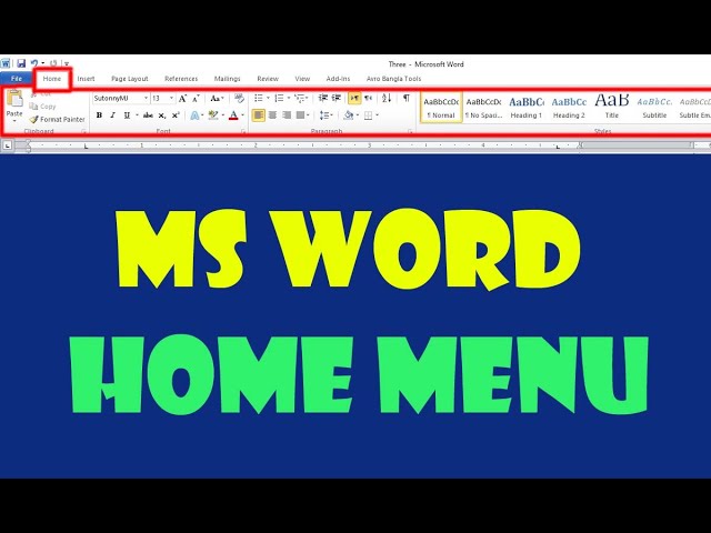 MS Word | Home Menu | SK Computer