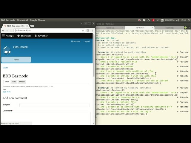 Sample Drupal 8 Behat test