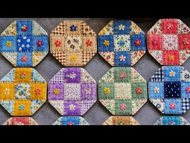 💎Healing Embroidery with Fabric Scraps | A Simple & Relaxing Sewing Tutorial
