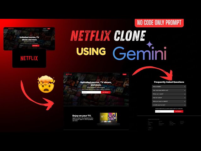 🤯I Built a Netflix Clone Website with Gemini in 7 Prompts (No Manual Coding) – HTML, CSS, JavaScript