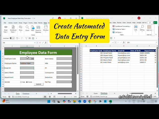 How to Create Automated Data Entry Form in Excel using Macro|Excel me Data Entry Form Kaise Banaye