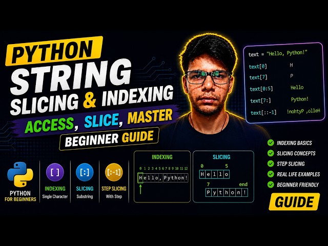 Python String Slicing & Indexing Tutorial | Master Strings in Python (Beginner to Advanced)