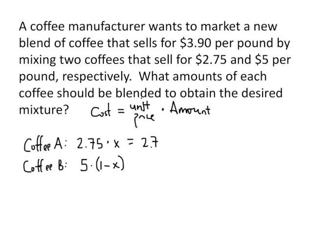 Example: Mixture Problem (Linear)