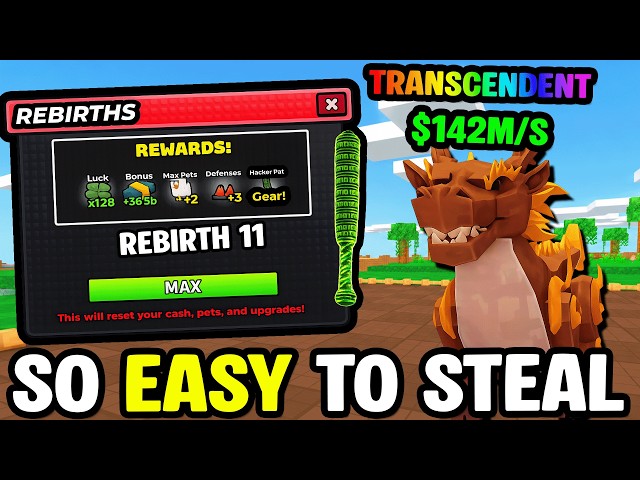 i got MAX REBIRTH in BUILD A BASE AND STEAL...