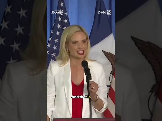 GOP candidate Ashley Hinson gives victory speech after primary win