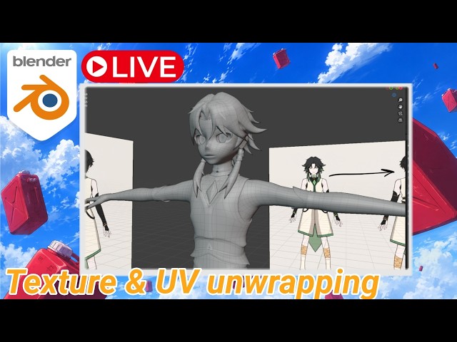 3D modeling blender  : Live : Texture ให้ตัวละคร ใหม่ กันครับ