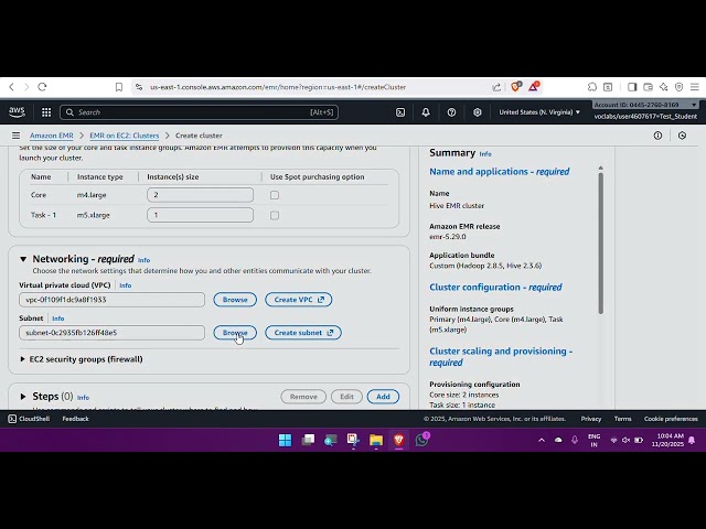 Module 9 Processing Big Data Lab: Processing Logs by Using Amazon EMR