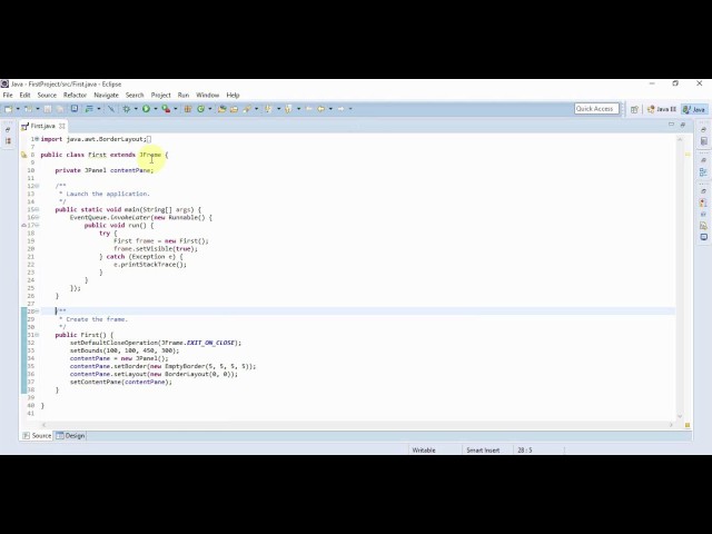 Java Swing Tutorial 2 : Creating First Project and invokeLater() method