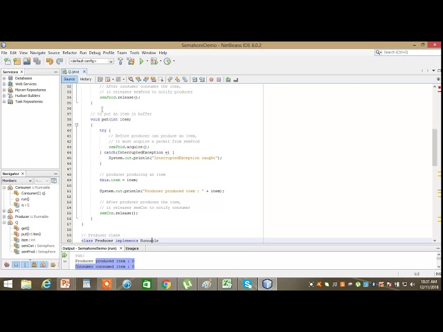 Producer-Consumer solution using Semaphores in Java : Demonstration