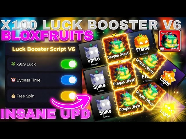 *INSANE UPDATE* X100 Luck Booster Script V6 Blox Fruits | SAFE, OVERPOWERED, BYPASS SPIN