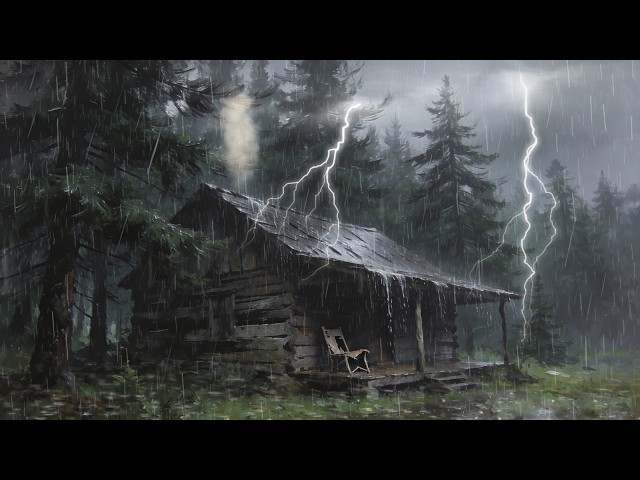 🔴 RAIN SOUNDS in Dark Forest Cabin LIVE ⚡ Soothing Night Rain Sounds for a Good Night's Sleep ⛈ASMR