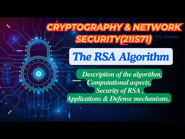 RSA Algorithm: Encryption& Decryption, Applications, Defense Mechanisms #21is71 #vtupadhai