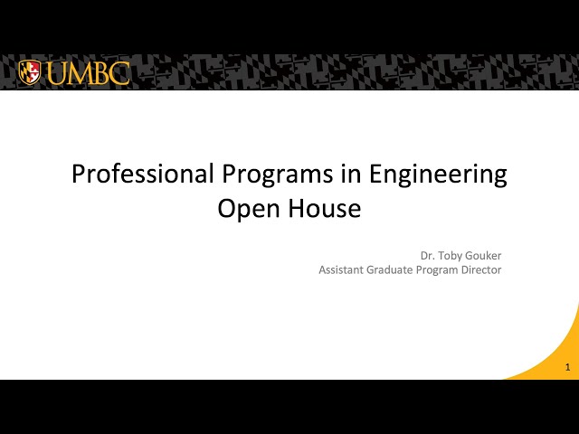 UMBC Professional Engineering Graduate Programs Virtual Open House