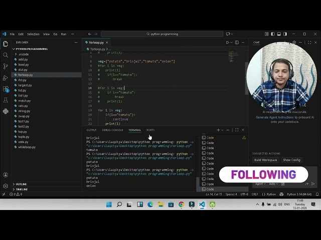 Python Class-13 | for Loop & range() Function in Python | Looping Statements | Laqshya OnlinTraining