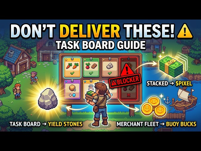 PIXELS︱TASK BOARD GUIDE! 🪨 | Yield Stones, Stacked Rewards & Merchant Fleet Buoy Bucks!︱