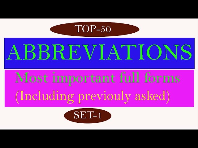 Most important full forms (Top 50 ) / Abbreviations